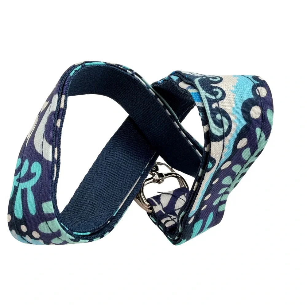 Vera Bradley Wide Lanyard Blue Island Medallion Blue Floral Keychain Ocean Gift